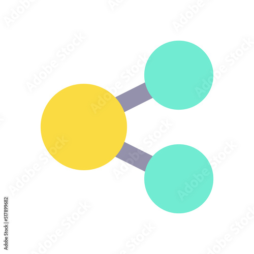 Share flat color ui icon. Button for social networking service. Spreading dot in two directions. Simple filled element for mobile app. Colorful solid pictogram. Vector isolated RGB illustration