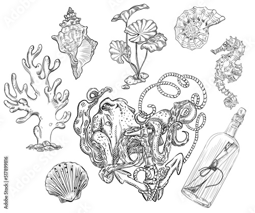 Seamless pattern on a nautical or nautical theme, excellent vector illustration, EPS 10