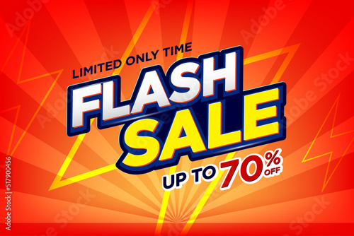 Flash Sale Shopping banner with Thunder sales banner template design for social media and website.Limited Only time and Flash Sale campaign
