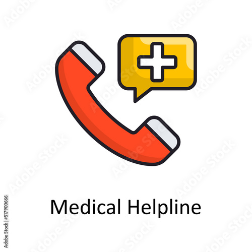 Medical Helpline vector Filled Outline Icon Design illustration. Medical Symbol on White background EPS 10 File