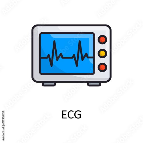 Cardiogram vector Filled Outline Icon Design illustration. Medical Symbol on White background EPS 10 File