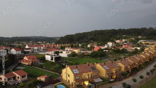 Houses of Canide in Oleiros as seen from a drone in 4K. High quality 4k footage