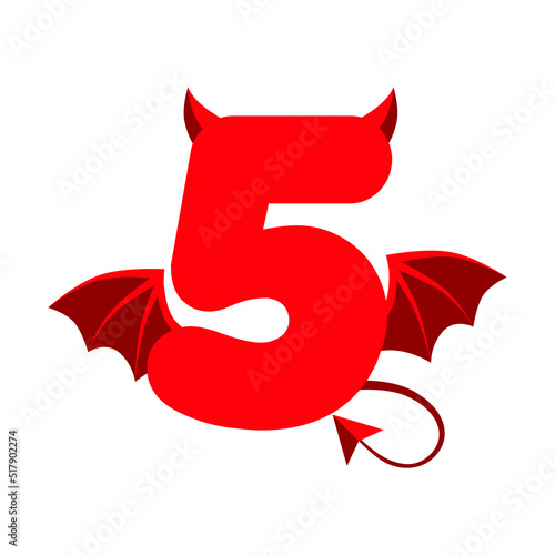Devil red 5 number with wings for ui games.