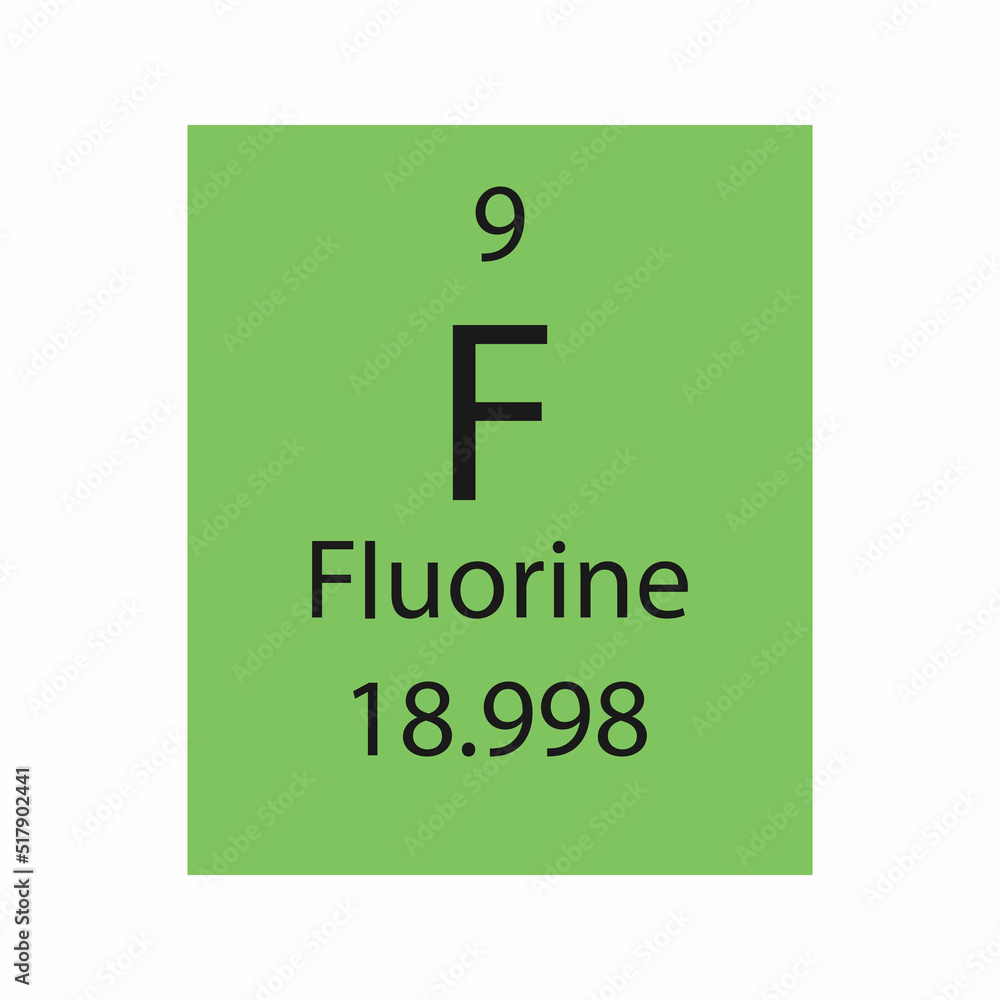 Fluorine symbol. Chemical element of the periodic table. Vector illustration. Fluorine symbol. Chemical element of the periodic table. Vector illustration.