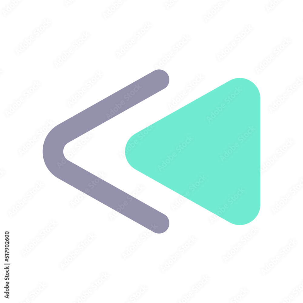 Fast reverse button flat color ui icon. Music player bar. Playing multimedia file. Rewind. Play again. Simple filled element for mobile app. Colorful solid pictogram. Vector isolated RGB illustration Fast reverse button flat color ui icon. Music player bar. Playing multimedia file. Rewind. Play again. Simple filled element for mobile app. Colorful solid pictogram. Vector isolated RGB illustration