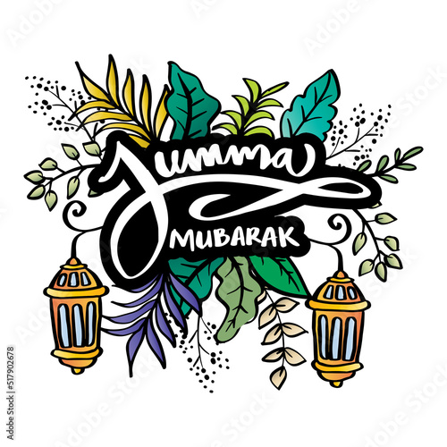 Jumma Mubarak hand lettering. Poster Islamic.