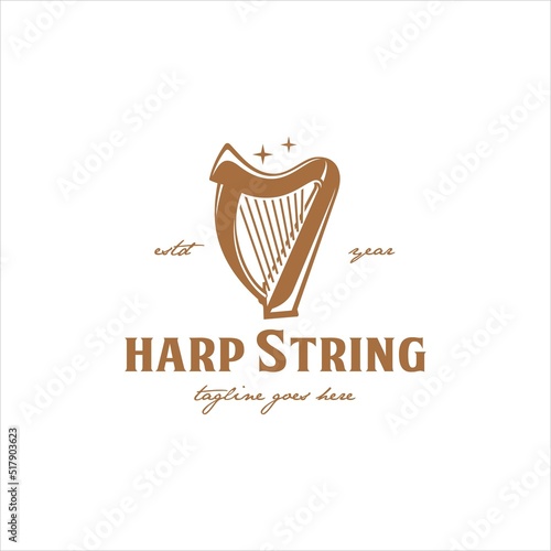 Harp Logo Design Musical Instrument Vector Image