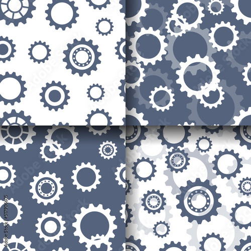 Gear wheels collection of seamless patterns