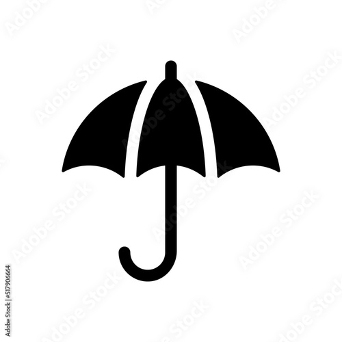 Umbrella black glyph ui icon. Investment protection. Weather accessory. User interface design. Silhouette symbol on white space. Solid pictogram for web  mobile. Isolated vector illustration