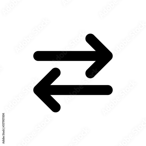 Two arrows black glyph ui icon. Transaction symbol. Left and right arrows. User interface design. Silhouette symbol on white space. Solid pictogram for web, mobile. Isolated vector illustration