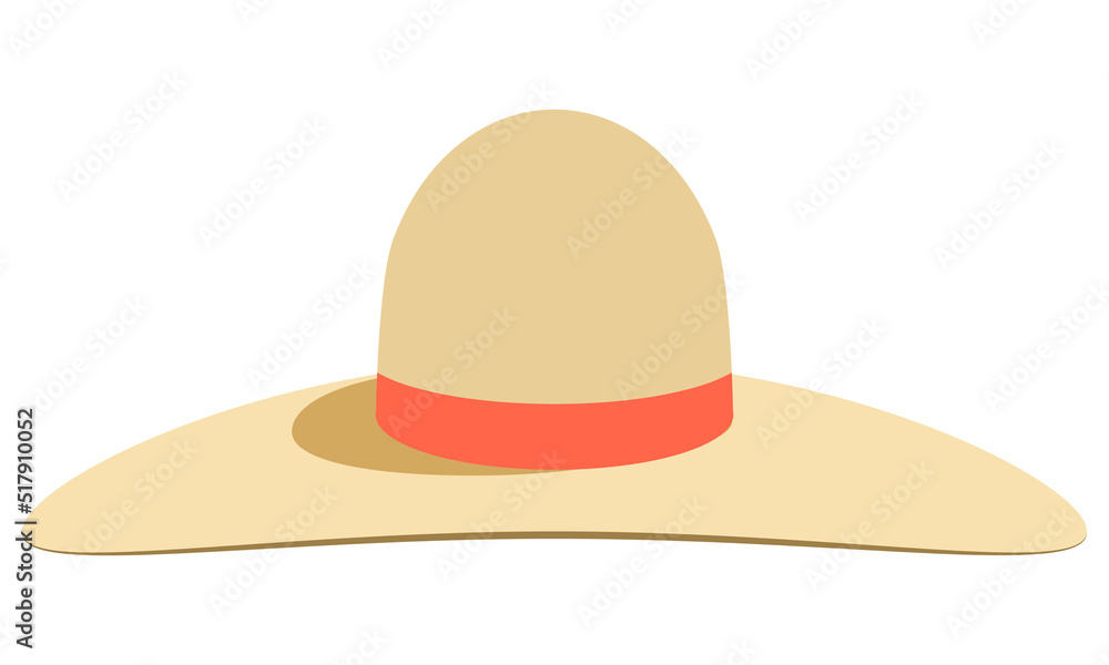 Straw hat with an orange ribbon. Vector cartoon illustration Straw hat with an orange ribbon. Vector cartoon illustration