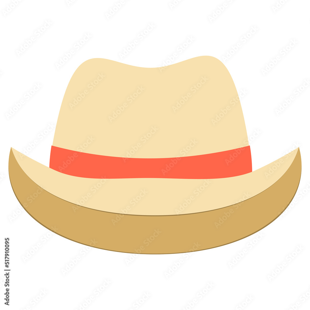 Straw hat with an orange ribbon. Vector cartoon illustration Straw hat with an orange ribbon. Vector cartoon illustration
