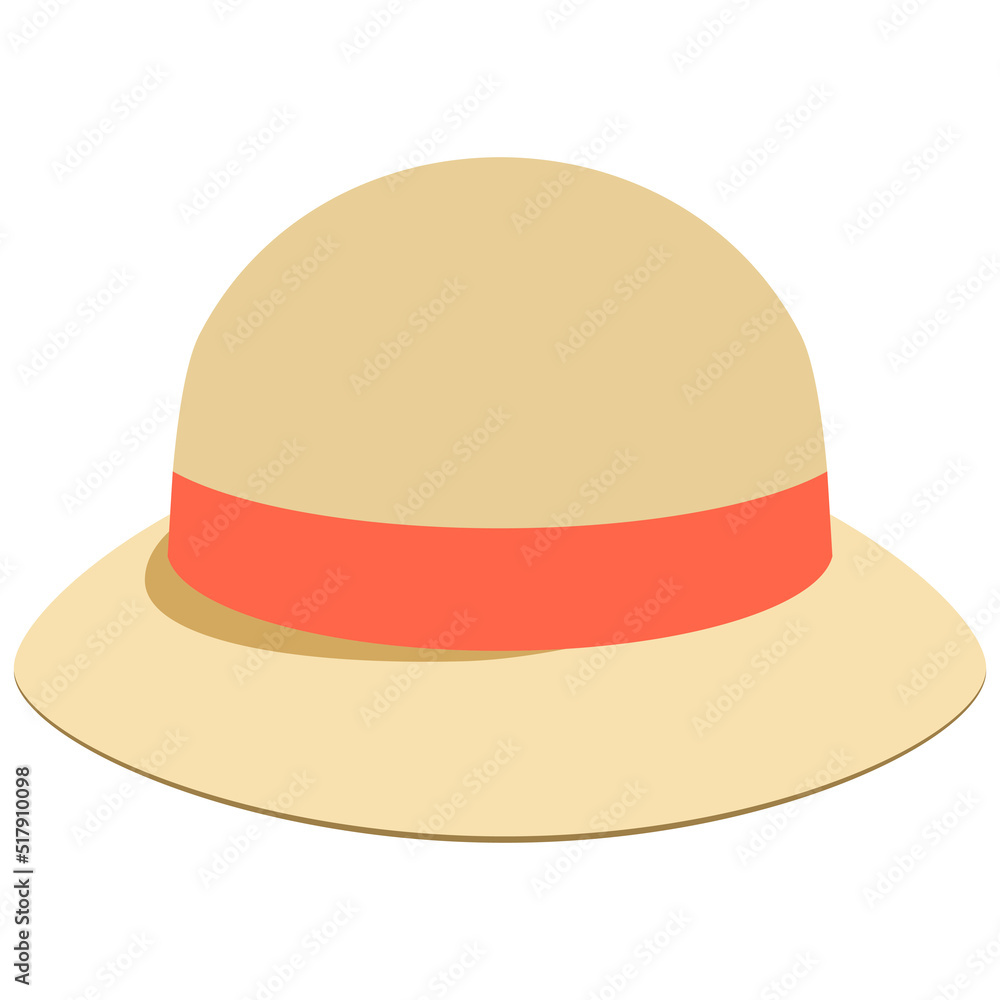 Straw hat with an orange ribbon. Vector cartoon illustration Straw hat with an orange ribbon. Vector cartoon illustration