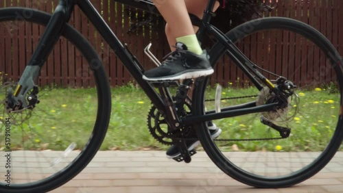 Cyclist Girl Workout Riding Bike Summer