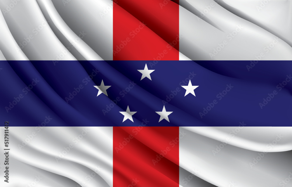 North antilles national flag waving realistic vector illustration North antilles national flag waving realistic vector illustration