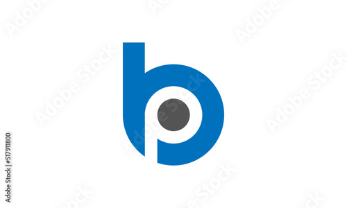 initial logo bp, pb, b, p inside b rounded letter negative space logo black orange