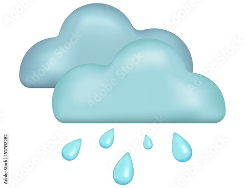 Clouds with rain emoji icon. Cloudy rainy day weather symbol. Vector illustration