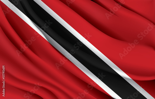 Trinidad tobago national flag waving realistic vector illustration