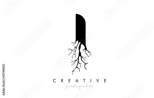 Letter I Design Logo with Creative Tree Branch. I Letter Tree Icon Logo
