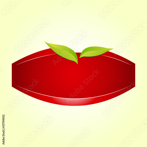 Logo red with leaves for business, food, products, template for food store