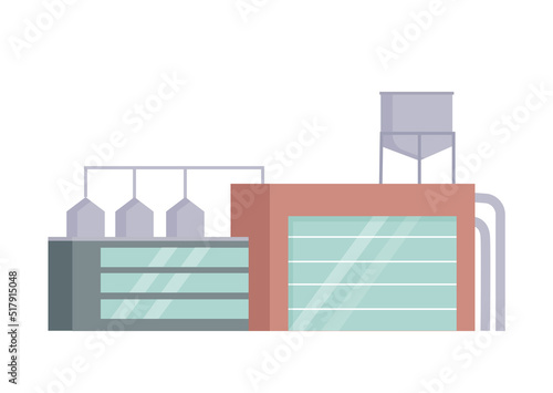 Urban industrial building. Industrial factory, manufacturing territory vector illustration