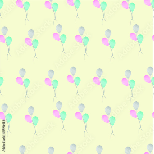 vector illustration pattern with air balloons on a yellow background