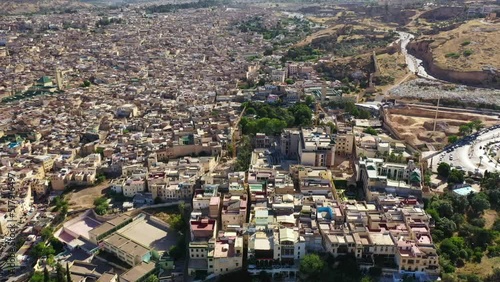 Drone view over the old Medina of Fes