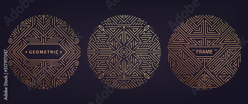 Fotografie, Obraz Vector set of art deco linear circles, round borders, frames, decorative design templates