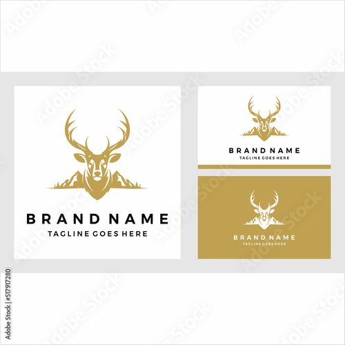 Mountain deer logo with business card design