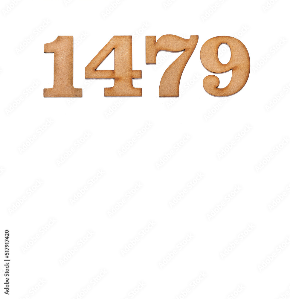 Number 1479 - Piece of wood isolated on white background Number 1479 - Piece of wood isolated on white background