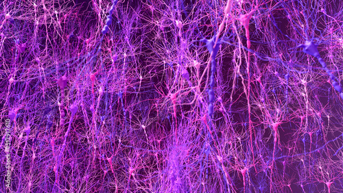 Obraz na plátně Neurons brain addiction, Synapse and neuron
