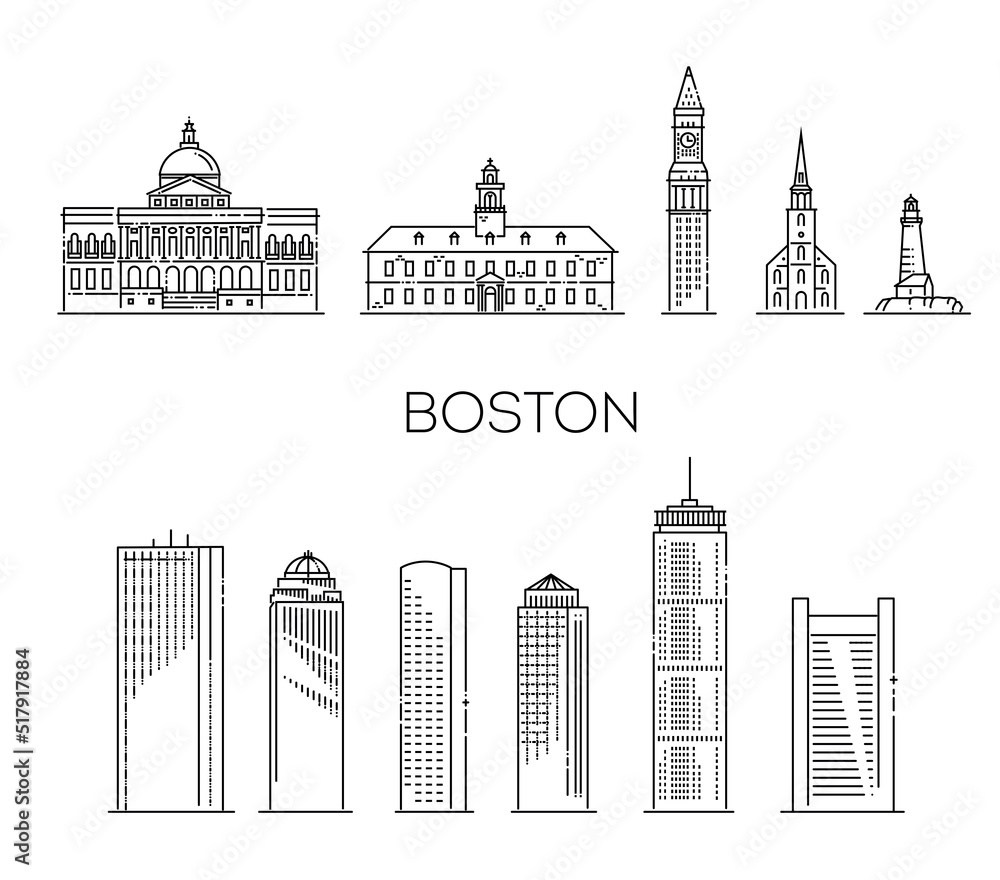 Boston, Massachusetts. Vector flat illustration