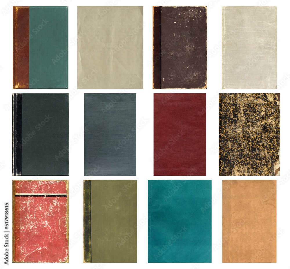 Fototapeta premium Paper and textile textures set. Blank retro pages and old book covers. Rough faded canvas surface. Perfect for background and vintage style design. Empty place for text.