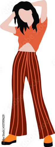 Young hippie girl in striped orange pants