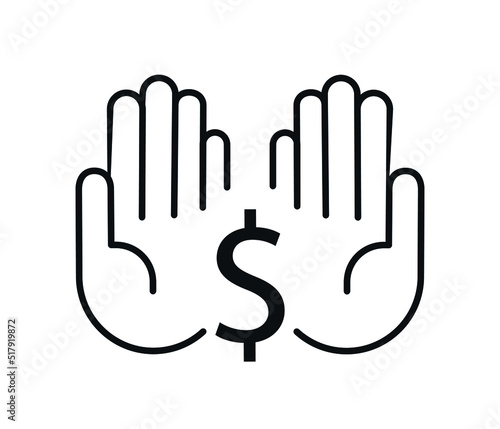 Cashback simgesi, logo. El tutma sikkesi. Para, siyah dolar sikke ikonu. Finans işareti. İş simgesi. Para işareti. Yatırım finans. Vektö