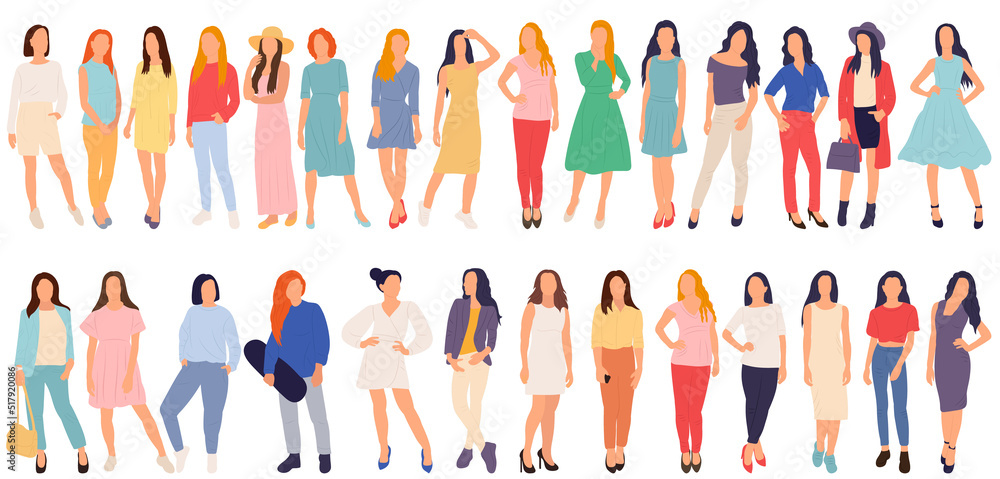women set on white background in flat style