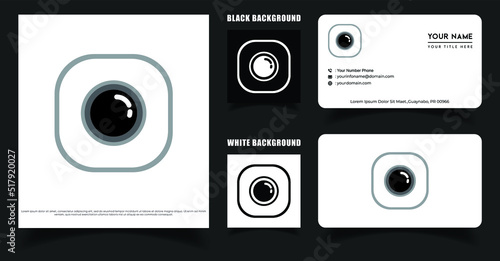 Simple Camera Studio Lens Logo Template. Photography Logo with Business card Template