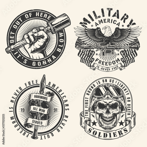 Military set vintage monochrome label