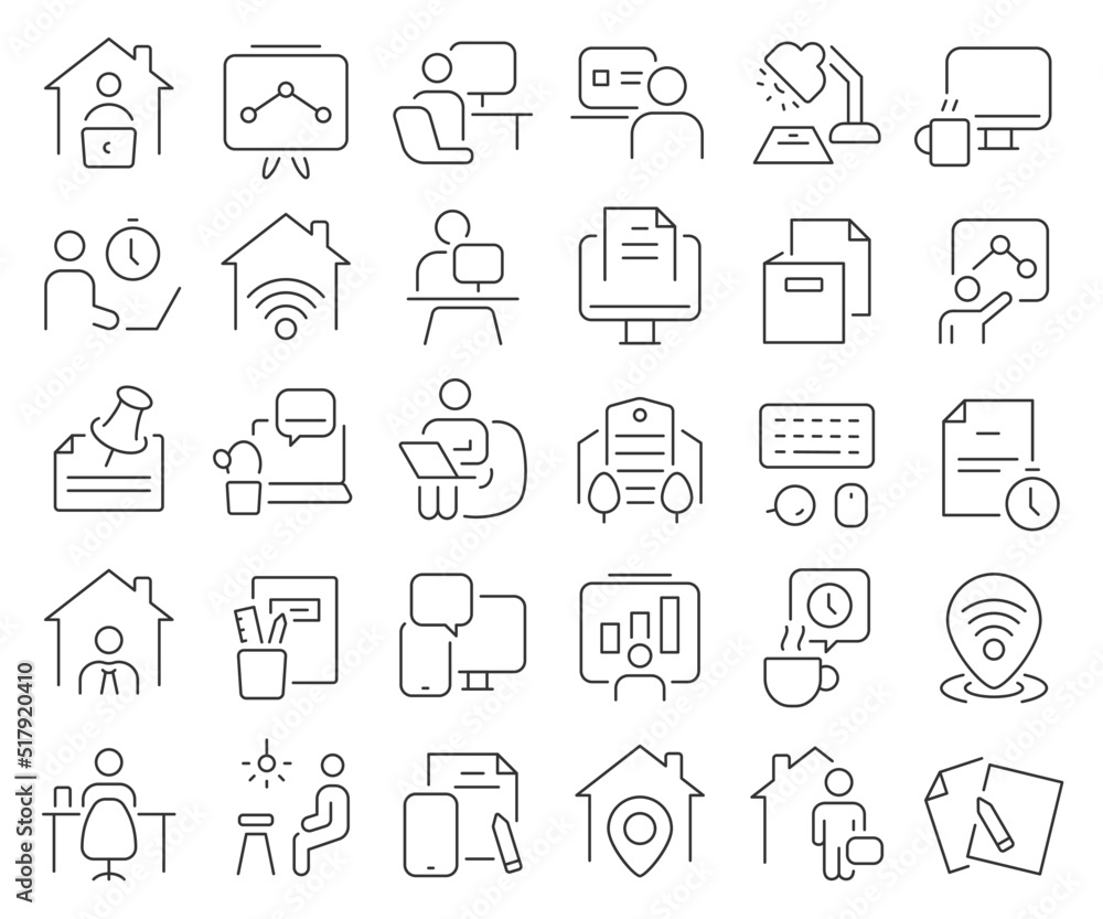 Workplace line icons collection. Thin outline icons pack. Vector illustration eps10