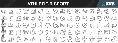 Athletic and sport line icons collection. Big UI icon set in a flat design. Thin outline icons pack. Vector illustration EPS10