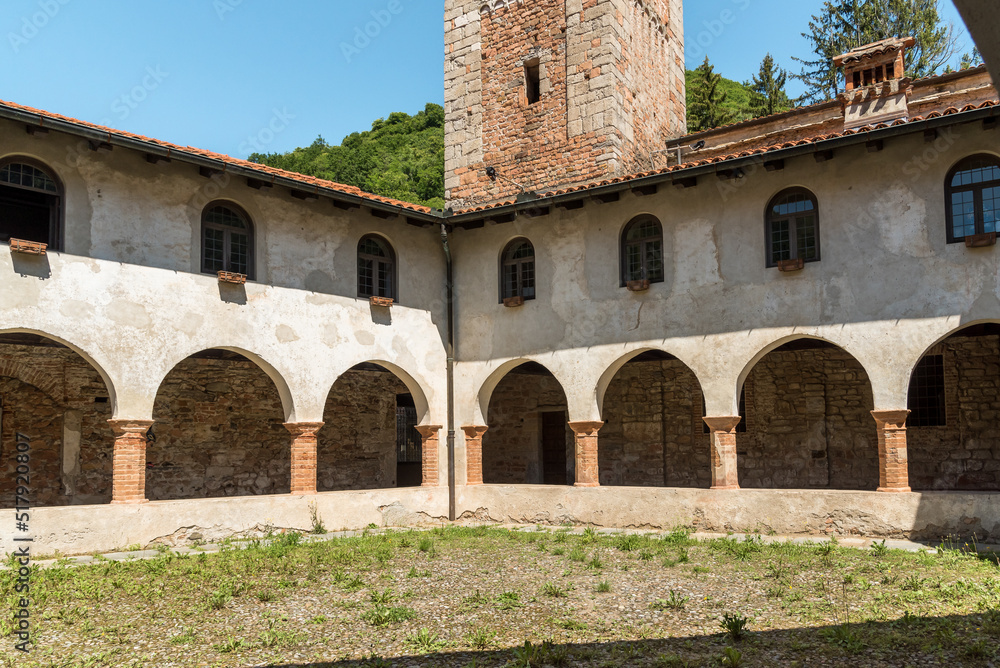 Courtyard of the Parish Museum of the Abbey of Saint Gemolo in Ganna, Valganna, province of Varese, Italy