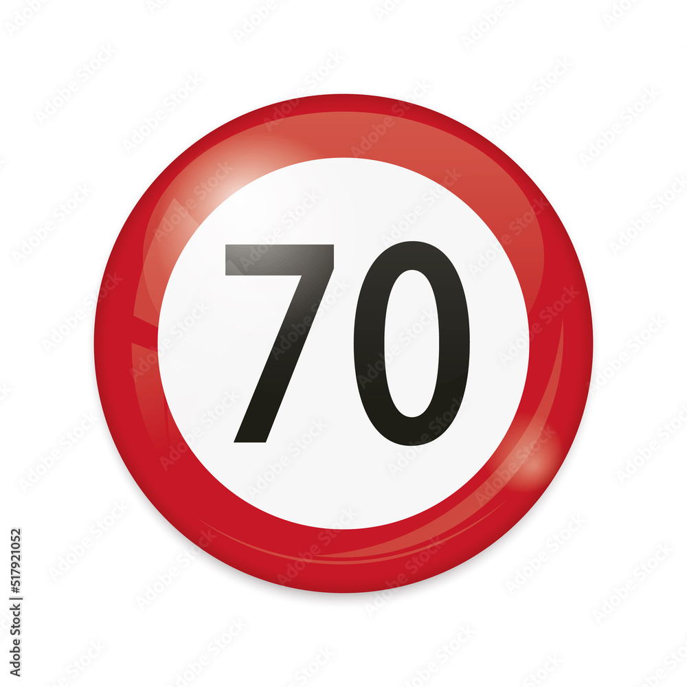 vector illustration of 70 km/h speed limit traffic signs isolated on white background vector illustration of 70 km/h speed limit traffic signs isolated on white background
