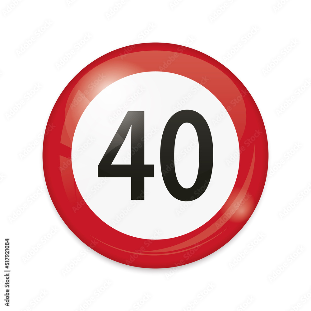 vector illustration of 40 km/h speed limit traffic signs isolated on white background vector illustration of 40 km/h speed limit traffic signs isolated on white background