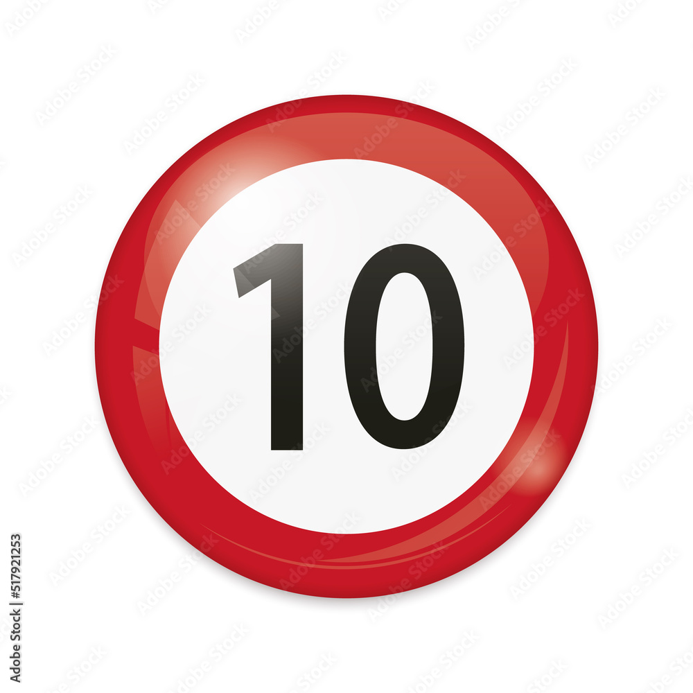 vector illustration of 10 km/h speed limit traffic signs isolated on white background vector illustration of 10 km/h speed limit traffic signs isolated on white background