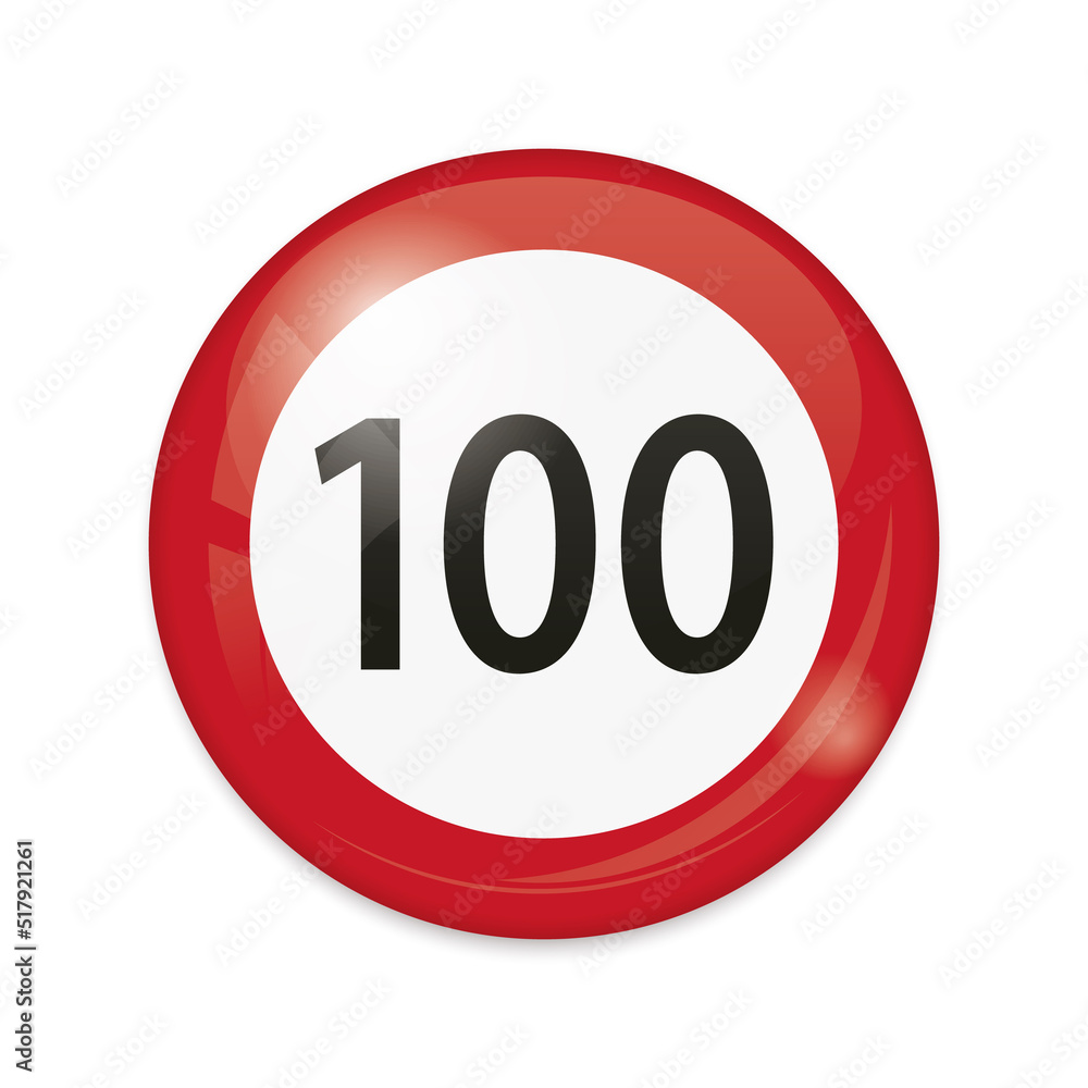 vector illustration of 100 km/h speed limit traffic signs isolated on white background vector illustration of 100 km/h speed limit traffic signs isolated on white background
