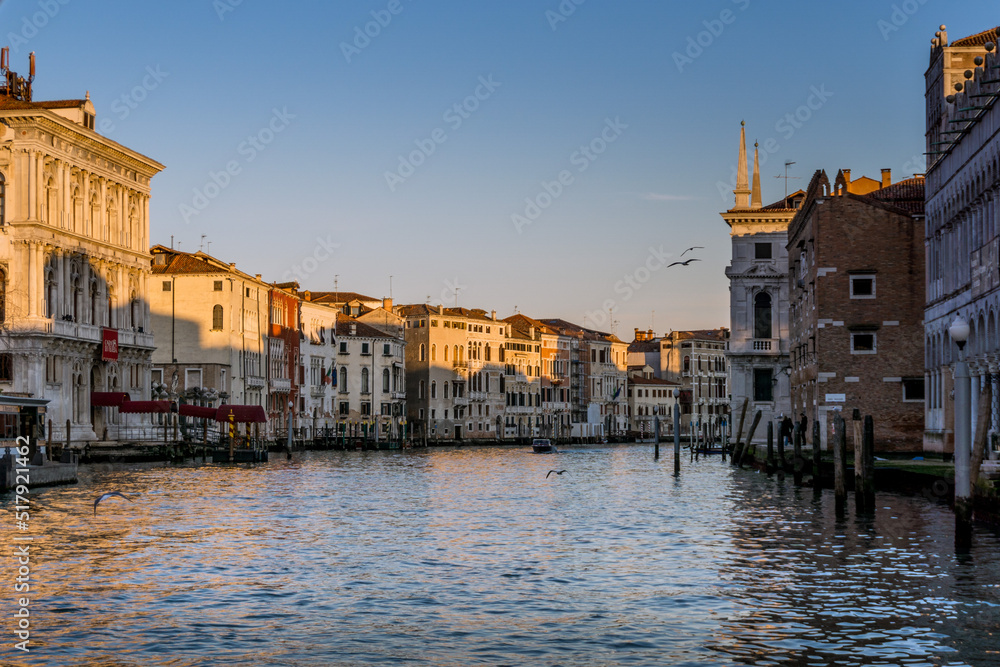 city canal at sunset in Venice