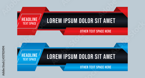 Colorful lower thirds set template Header title set template design for Video headline title TV news banner | breaking news | title bar | title banner | sports news | news bar