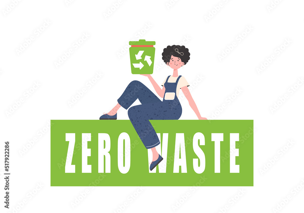 The girl sits and holds an urn in her hands. The concept of ecology and recycling. Isolated. Vector illustration. The girl sits and holds an urn in her hands. The concept of ecology and recycling. Isolated. Vector illustration.