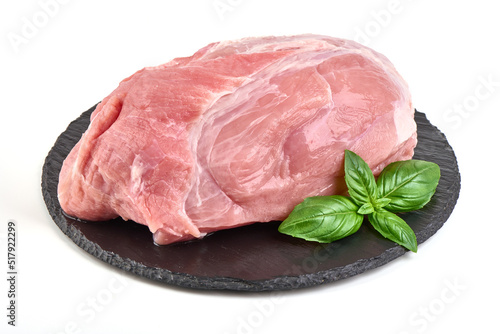 Konstfotografi Raw pork ham, pork leg, isolated on white background.
