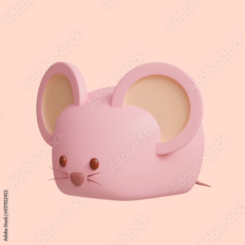 pink cute little mouse round eyes  Designed with a 3D blender program. © Thanakorn